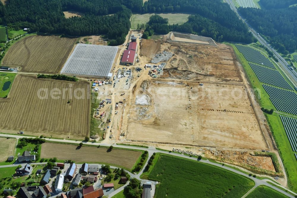 Aerial image Feulersdorf - Construction site of greenhouses series of company Scherzer & Boss Fruchtgemuese GmbH in Feulersdorf in the state Bavaria, Germany