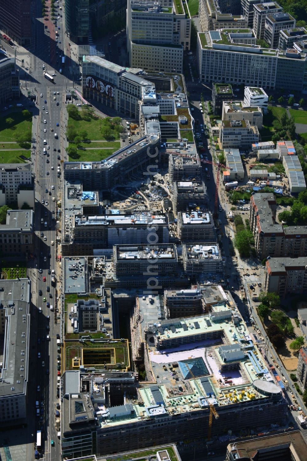 Aerial image Berlin - New building on the site Wertheim at Leipziger Platz 12 in Berlin-Mitte