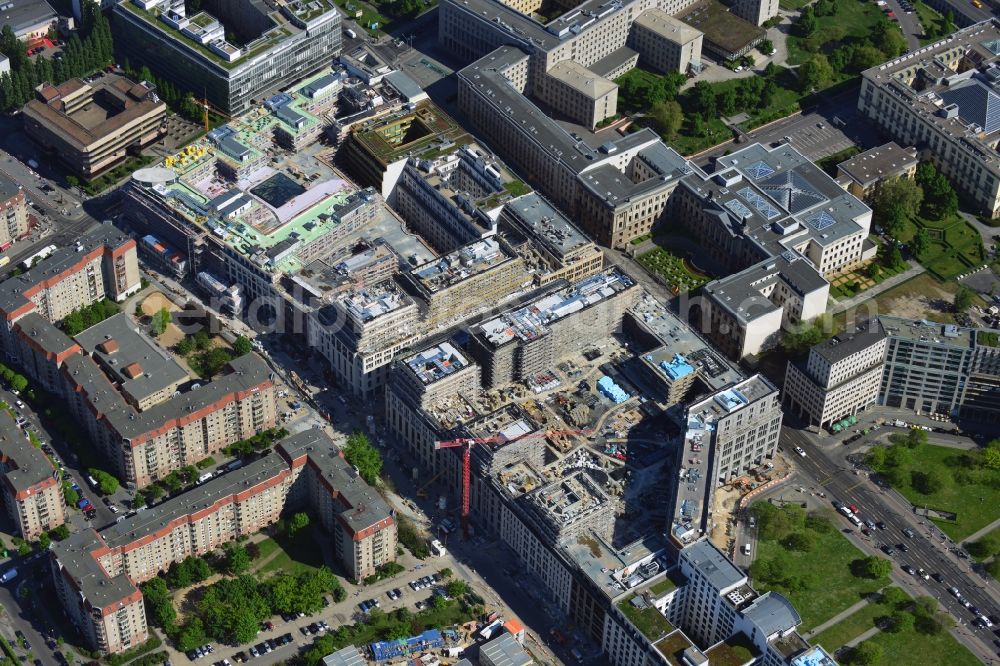 Aerial photograph Berlin - New building on the site Wertheim at Leipziger Platz 12 in Berlin-Mitte