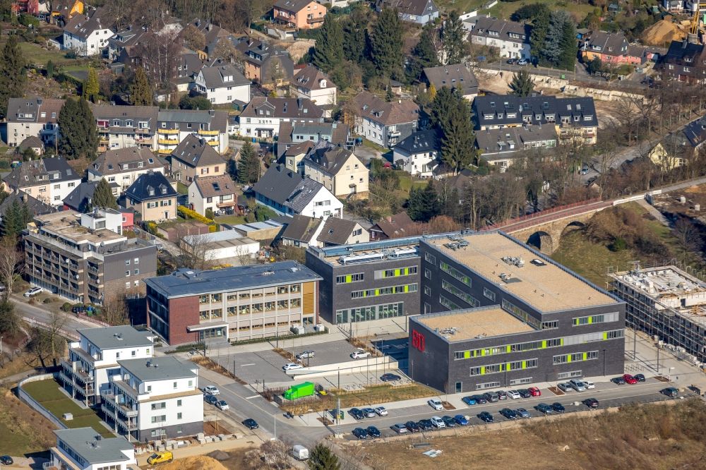 Aerial photograph Heiligenhaus - Winter aerial photo New building of the green campus Velbert Heiligenhaus of the Bochum University of Applied Sciences in Heiligenhaus, North Rhine-Westphalia