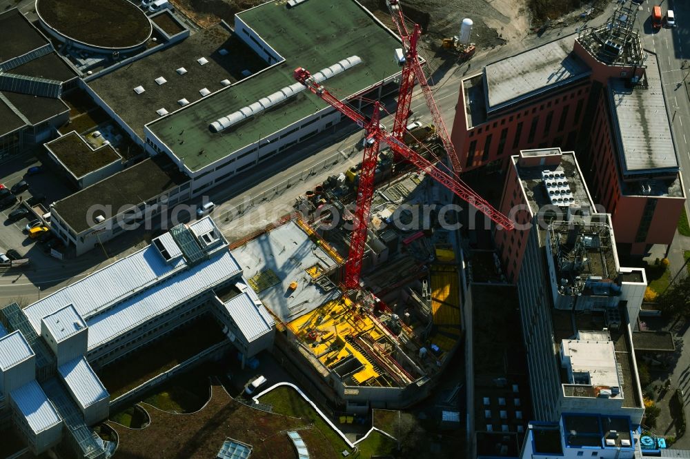 Stuttgart from above - New construction high-rise construction site the hotel complex on Leitzstrasse in the district Feuerbach-Ost in Stuttgart in the state Baden-Wurttemberg, Germany