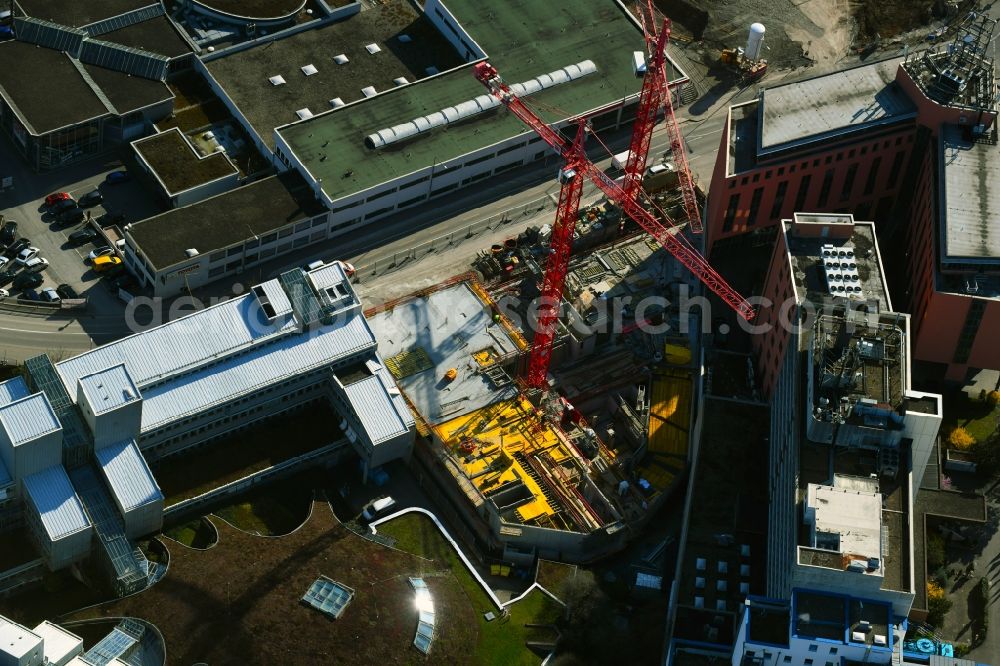 Stuttgart from the bird's eye view: New construction high-rise construction site the hotel complex on Leitzstrasse in the district Feuerbach-Ost in Stuttgart in the state Baden-Wurttemberg, Germany
