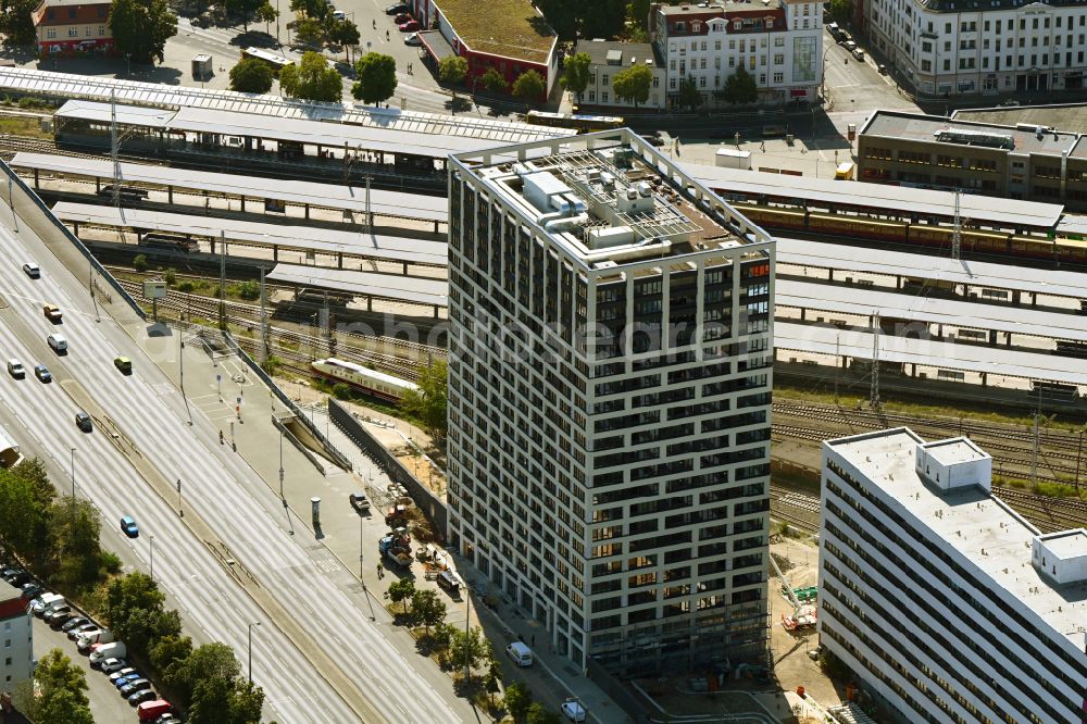 Aerial photograph Berlin - New high-rise building complex Q218 on Frankfurter Allee in the district Lichtenberg in Berlin, Germany