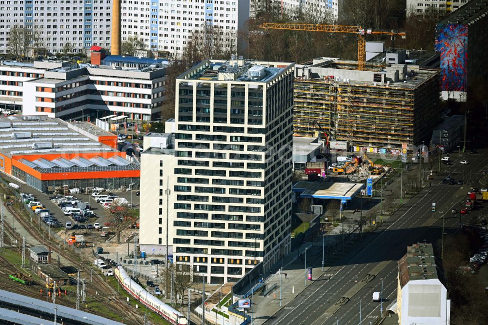 Aerial image Berlin - New high-rise building complex Q218 on Frankfurter Allee in the district Lichtenberg in Berlin, Germany
