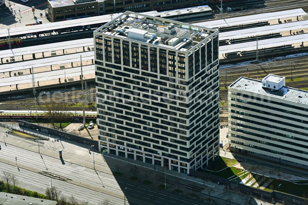 Berlin from the bird's eye view: New high-rise building complex Q218 on Frankfurter Allee in the district Lichtenberg in Berlin, Germany