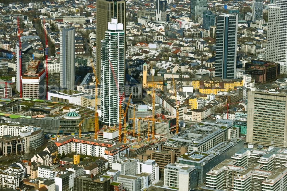 Aerial photograph Frankfurt am Main - Construction site for new high-rise building complex The Spin before GRAND TOWER on Gueterplatz in the district Gallus in Frankfurt in the state Hesse, Germany