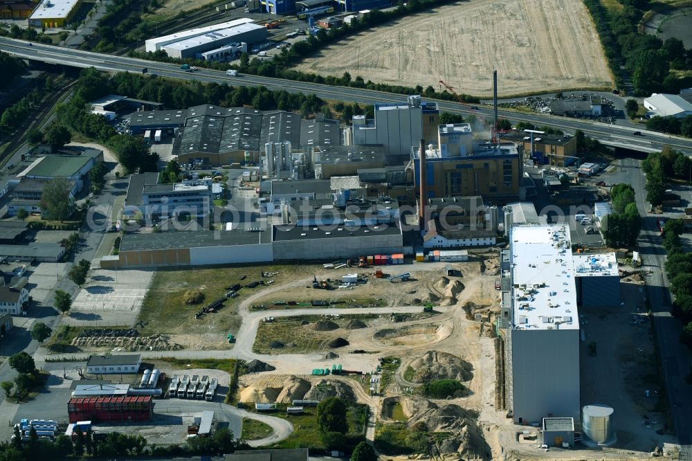 Aerial image Uelzen - Construction site and assembly work for the construction of a high-bay warehouse building complex and logistics center in Uelzen in the state Lower Saxony, Germany
