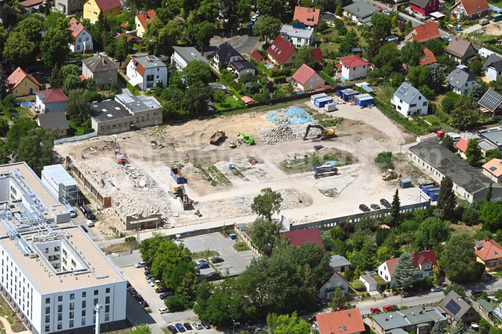 Aerial photograph Berlin - Construction site to build a new multi-family residential complex on street Muensterberger Weg in the district Kaulsdorf in Berlin, Germany