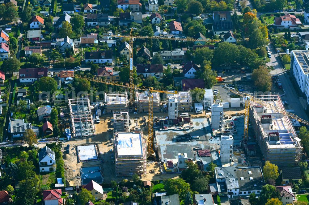 Aerial photograph Berlin - Construction site to build a new multi-family residential complex on street Muensterberger Weg in the district Kaulsdorf in Berlin, Germany