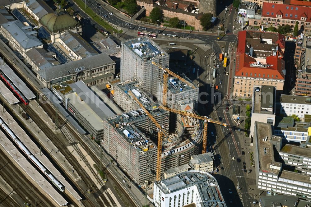 Aerial photograph Nürnberg - New construction site the hotel complex Tafelhofpalais on Bahnhofstrasse in Nuremberg in the state Bavaria, Germany