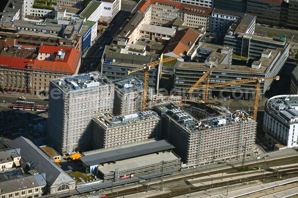 Aerial image Nürnberg - New construction site the hotel complex Tafelhofpalais on Bahnhofstrasse in Nuremberg in the state Bavaria, Germany