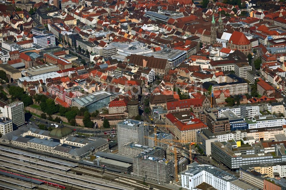 Nürnberg from above - New construction site the hotel complex Tafelhofpalais on Bahnhofstrasse in Nuremberg in the state Bavaria, Germany
