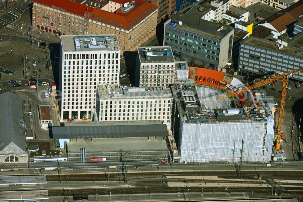 Nürnberg from the bird's eye view: New construction site the hotel complex Tafelhofpalais on Bahnhofstrasse in Nuremberg in the state Bavaria, Germany