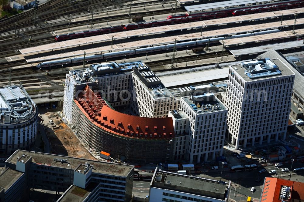 Nürnberg from the bird's eye view: New construction site the hotel complex Tafelhofpalais on Bahnhofstrasse in Nuremberg in the state Bavaria, Germany