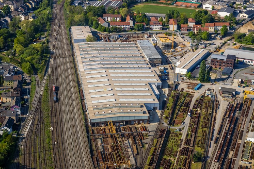Aerial photograph Witten - Railway depot and repair shop for maintenance DB factory Oberbaustoffe Witten in the district Bommern in Witten in the state North Rhine-Westphalia, Germany