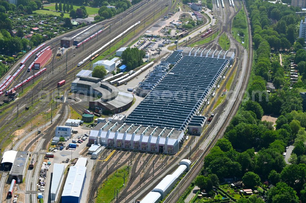 Aerial photograph Hamburg - Railway depot and repair shop for maintenance and repair of trains ICE Intercity Express in the district Eidelstedt in Hamburg, Germany