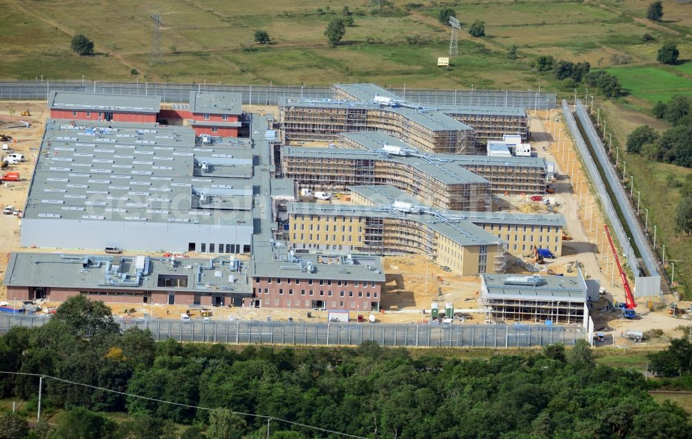 Aerial photograph Großbeeren - Construction site of the new penal institution Heidering Grossbeeren