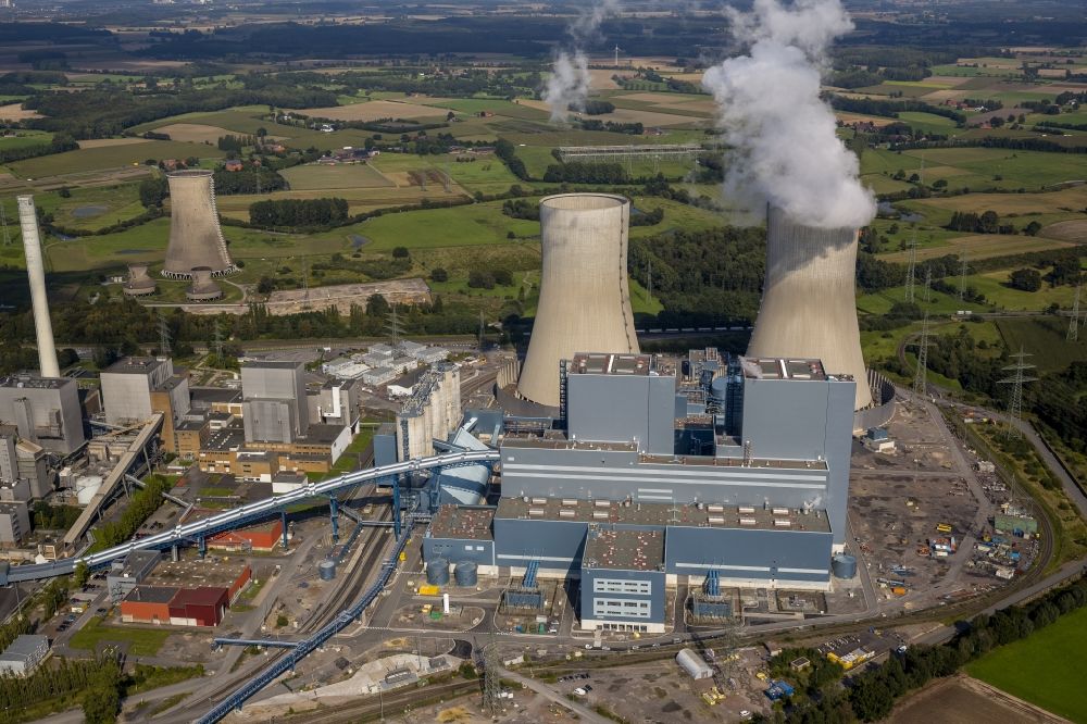 Aerial photograph Hamm OT Schmehausen - View of the new construction of the Kraftwerk Westfalen in the district of Schmehausen in Hamm in the state of North Rhine-Westphalia