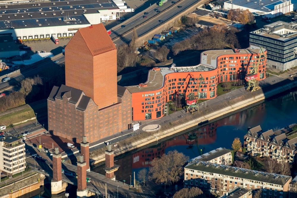 Aerial image Duisburg - New NRW State Archive on Schwanentor in Duisburg in North Rhine-Westphalia
