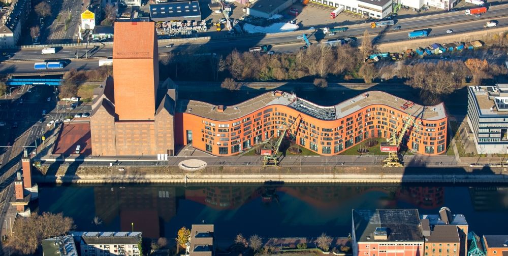 Duisburg from above - New NRW State Archive on Schwanentor in Duisburg in North Rhine-Westphalia