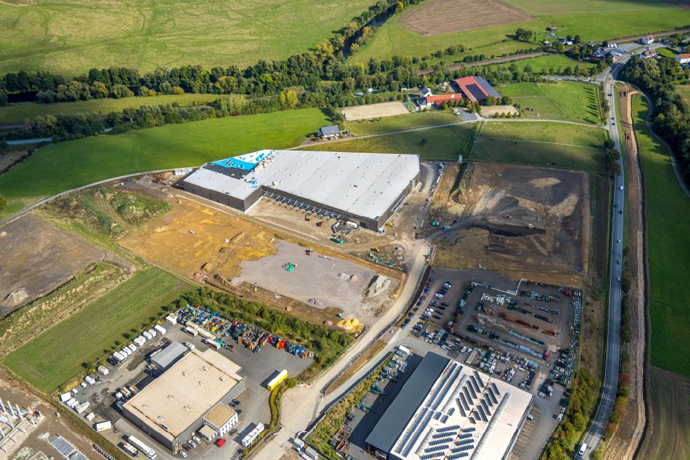 Aerial photograph Arnsberg - Construction site to build a new building complex on the site of the logistics center of A.L.S. Allgemeine Land- and Seespedition GmbH on street Gut Nierhof - Specksloh in the district Vosswinkel in Arnsberg at Sauerland in the state North Rhine-Westphalia, Germany