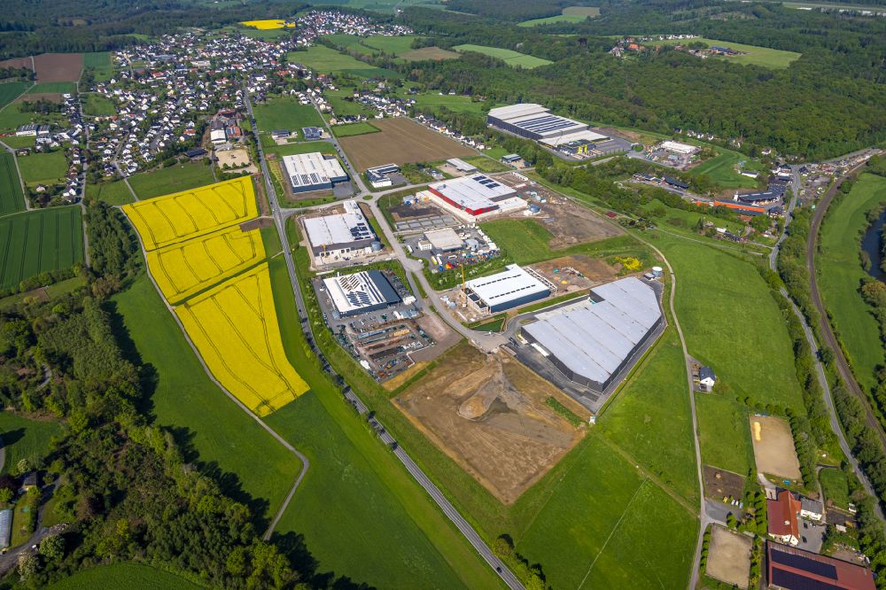 Aerial photograph Arnsberg - Construction site to build a new building complex on the site of the logistics center of A.L.S. Allgemeine Land- and Seespedition GmbH on street Gut Nierhof - Specksloh in the district Vosswinkel in Arnsberg at Sauerland in the state North Rhine-Westphalia, Germany