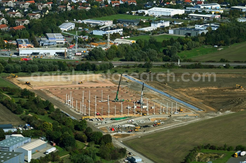 Aerial photograph Barleben - Construction site to build a new building complex on the site of the logistics center Baytree Logistics Properties LLP in the district Suelzegrund in Barleben in the state Saxony-Anhalt, Germany