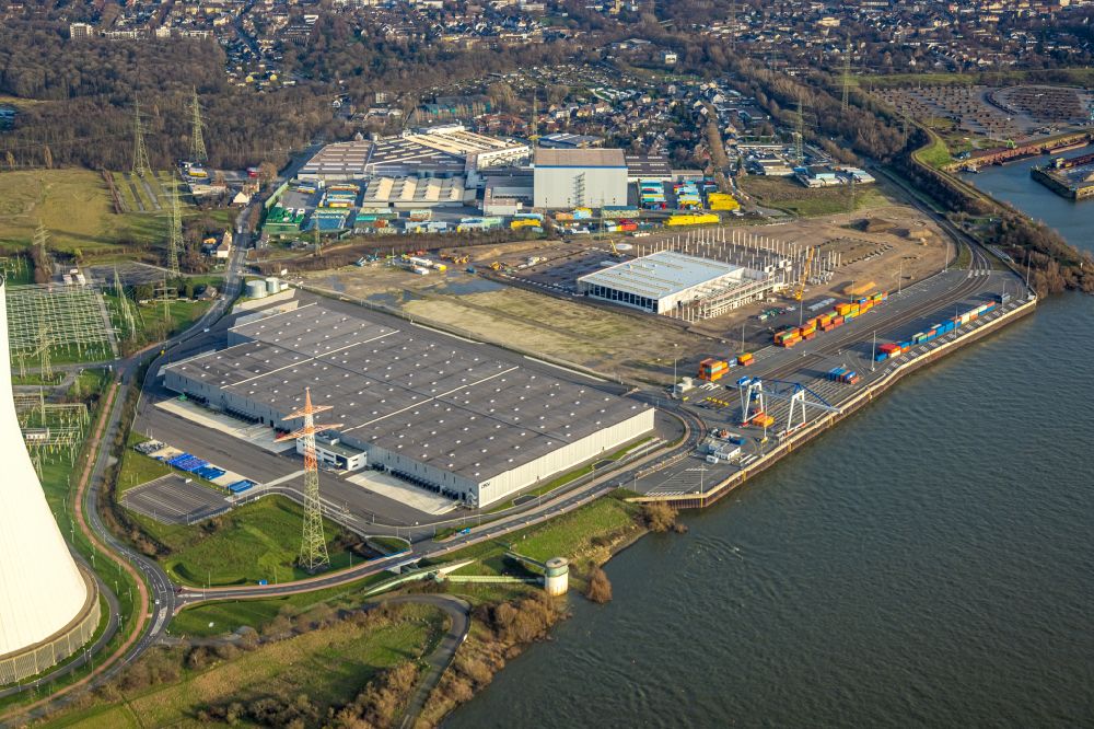 Duisburg from above - Construction site to build a new building complex on the site of the logistics center in the district Walsum in Duisburg at Ruhrgebiet in the state North Rhine-Westphalia, Germany