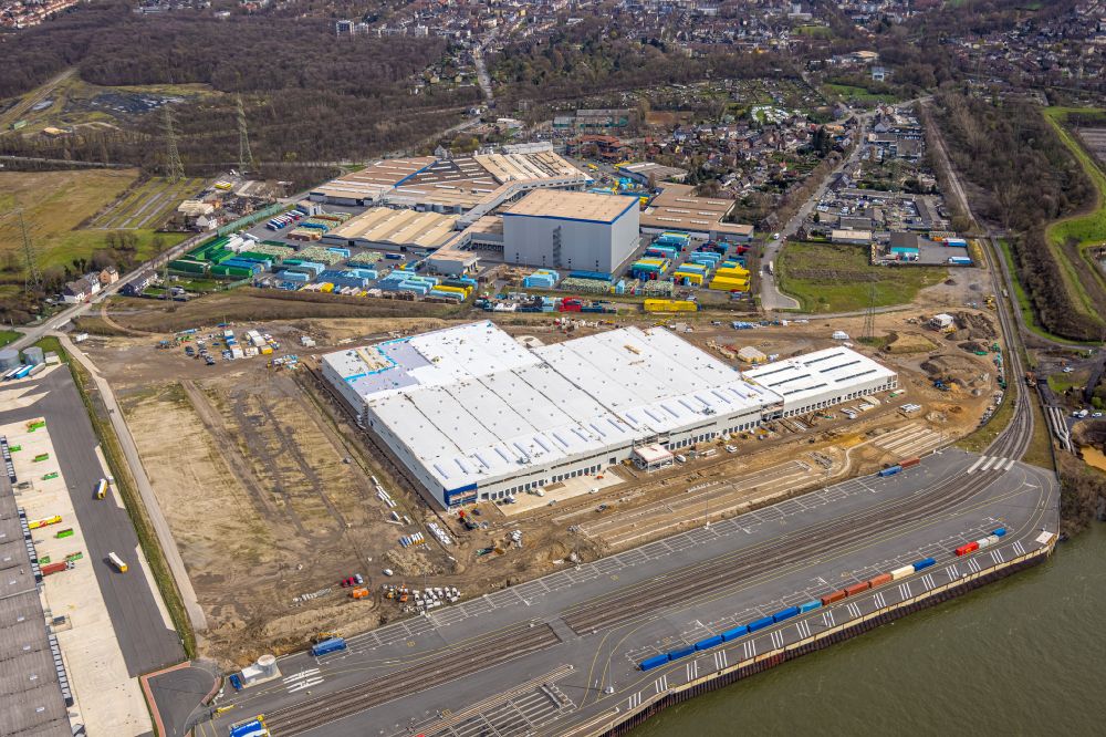 Duisburg from above - Construction site to build a new building complex on the site of the logistics center in the district Walsum in Duisburg at Ruhrgebiet in the state North Rhine-Westphalia, Germany