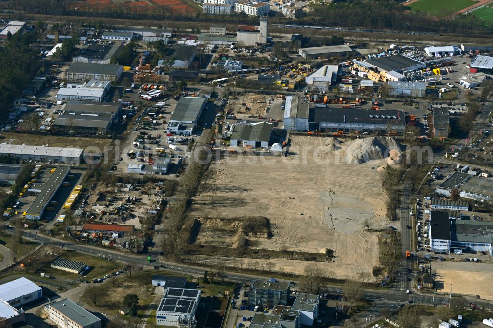 Aerial image Potsdam - Construction site to build a new building complex on the site of the logistics center GLS on street Drewitzer Strasse - Handelshof - Am Buchhorst in the district Drewitz in Potsdam in the state Brandenburg, Germany