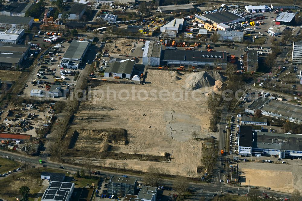 Aerial photograph Potsdam - Construction site to build a new building complex on the site of the logistics center GLS on street Drewitzer Strasse - Handelshof - Am Buchhorst in the district Drewitz in Potsdam in the state Brandenburg, Germany