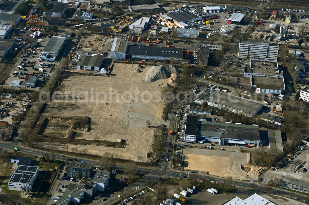 Potsdam from above - Construction site to build a new building complex on the site of the logistics center GLS on street Drewitzer Strasse - Handelshof - Am Buchhorst in the district Drewitz in Potsdam in the state Brandenburg, Germany