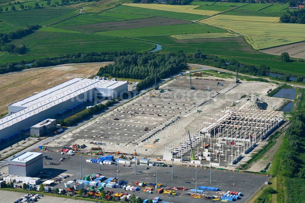 Aerial image Bremerhaven - Construction site to build a new building complex on the site of the logistics center Maersk Logistik Campus on street Seewindstrasse in the district Fischereihafen in Bremerhaven in the state Bremen, Germany