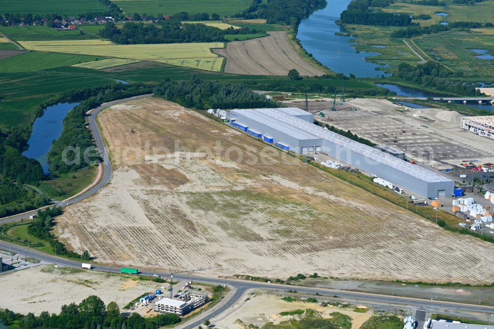 Bremerhaven from the bird's eye view: Construction site to build a new building complex on the site of the logistics center Maersk Logistik Campus on street Seewindstrasse in the district Fischereihafen in Bremerhaven in the state Bremen, Germany