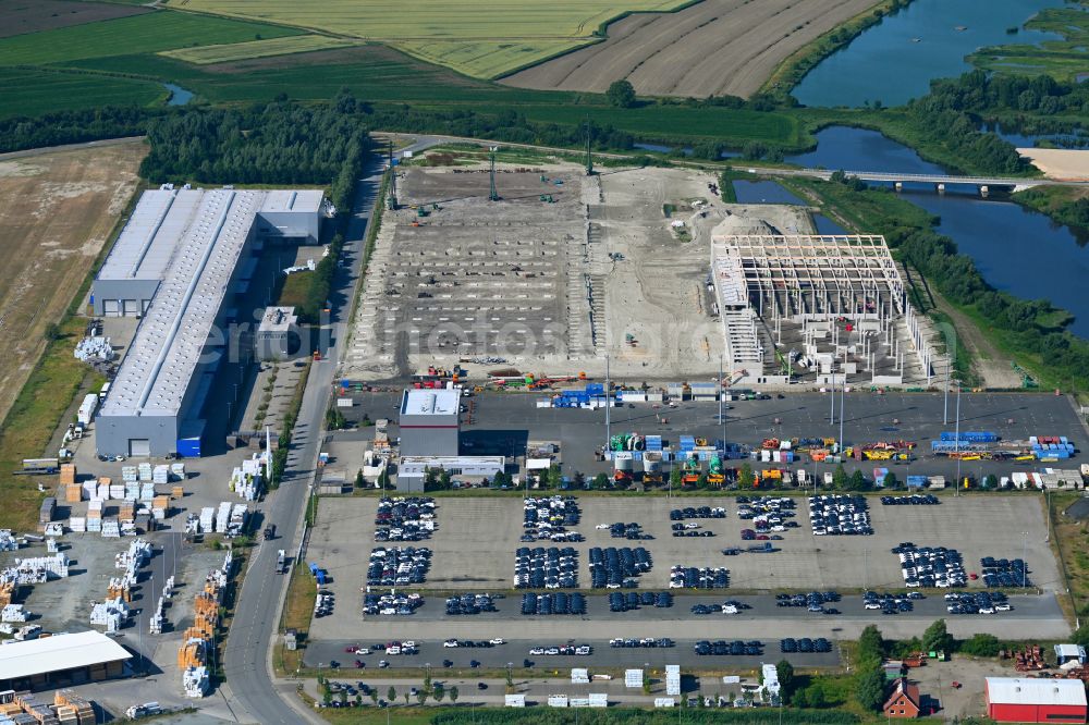Bremerhaven from above - Construction site to build a new building complex on the site of the logistics center Maersk Logistik Campus on street Seewindstrasse in the district Fischereihafen in Bremerhaven in the state Bremen, Germany