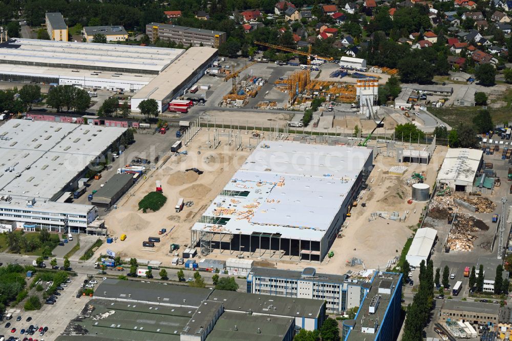 Aerial image Berlin - Construction site to build a new building complex on the site of the logistics center on Marzahner Strasse in the district Hohenschoenhausen in Berlin, Germany
