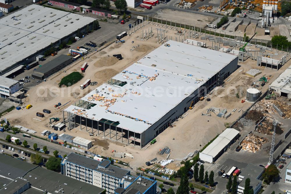Berlin from above - Construction site to build a new building complex on the site of the logistics center on Marzahner Strasse in the district Hohenschoenhausen in Berlin, Germany