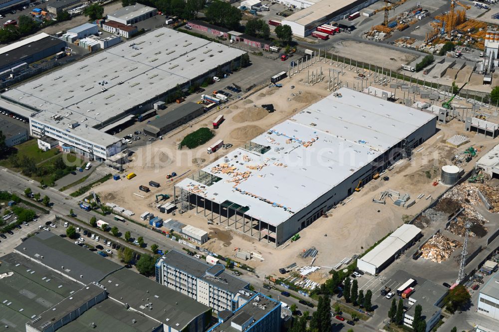 Berlin from the bird's eye view: Construction site to build a new building complex on the site of the logistics center on Marzahner Strasse in the district Hohenschoenhausen in Berlin, Germany