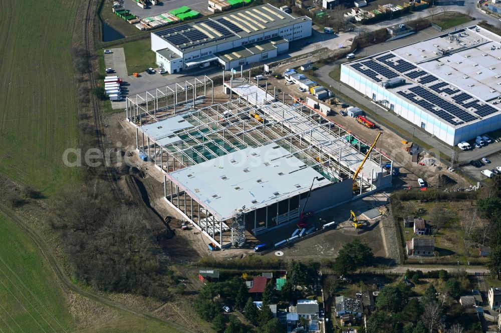 Aerial image Mittenwalde - Construction site to build a new building complex on the site of the logistics center on street Zuelowstrasse - Dahmestrasse in the district Gallun in Mittenwalde in the state Brandenburg, Germany