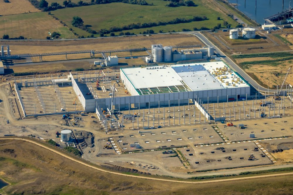 Aerial photograph Lippedorf - Construction site to build a new building complex on the site of the logistics center NORDFROST GmbH & Co. KG in Lippedorf at Ruhrgebiet in the state North Rhine-Westphalia, Germany