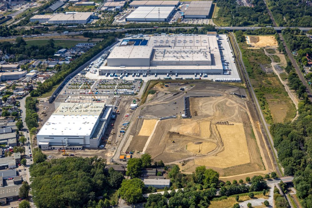Aerial photograph Oberhausen - Construction site to build a new building complex on the site of the logistics center of Online Supermarkt Picnic on street Tannenstrasse in the district Weierheide in Oberhausen at Ruhrgebiet in the state North Rhine-Westphalia, Germany