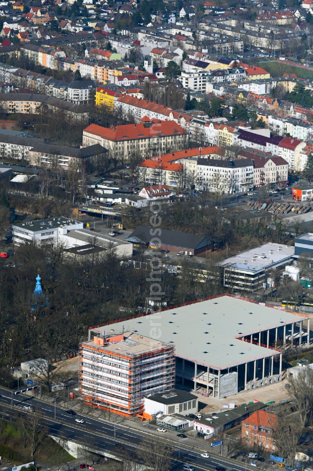 Berlin from above - Construction site to build a new building complex on the site of the logistics center Prologis on street Strasse 22 - Wittestrasse in the district Tegel in Berlin, Germany