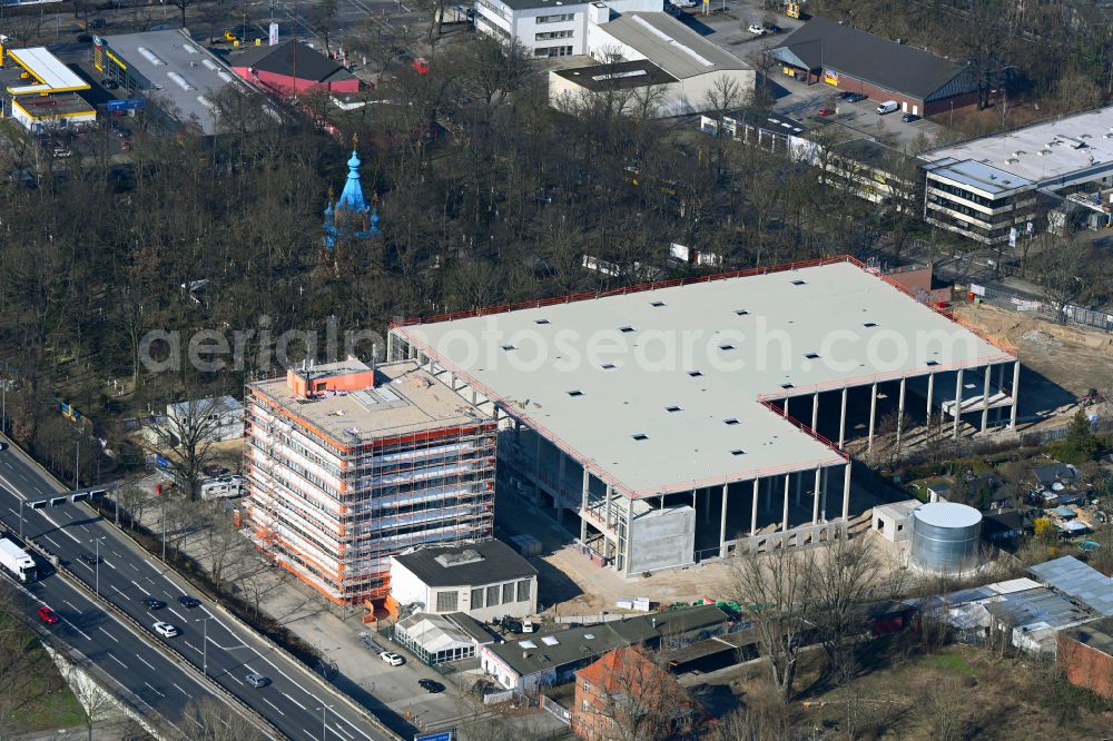 Berlin from the bird's eye view: Construction site to build a new building complex on the site of the logistics center Prologis on street Strasse 22 - Wittestrasse in the district Tegel in Berlin, Germany