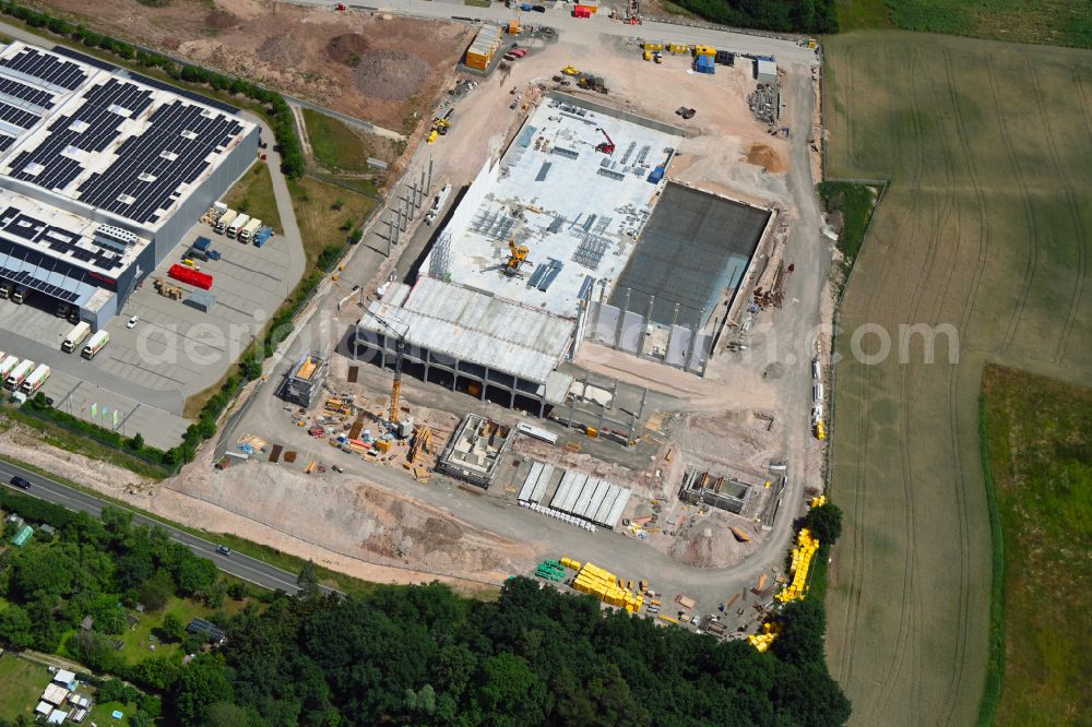 Aerial image Rednitzhembach - Construction site to build a new building complex on the site of the logistics center on street Pfaffenhofener Strasse in Rednitzhembach in the state Bavaria, Germany