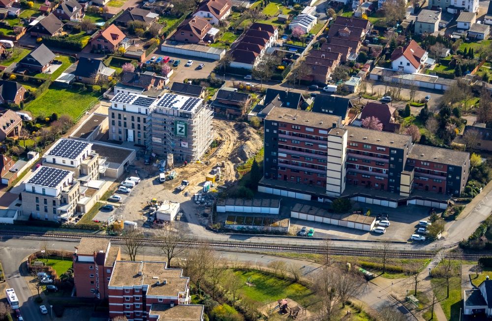 Aerial image Hamm - Construction site for the construction of a high-quality apartment building Augenweide for condominiums on Grenzweg - Alter Papelweg in Hamm in the state North Rhine-Westphalia, Germany