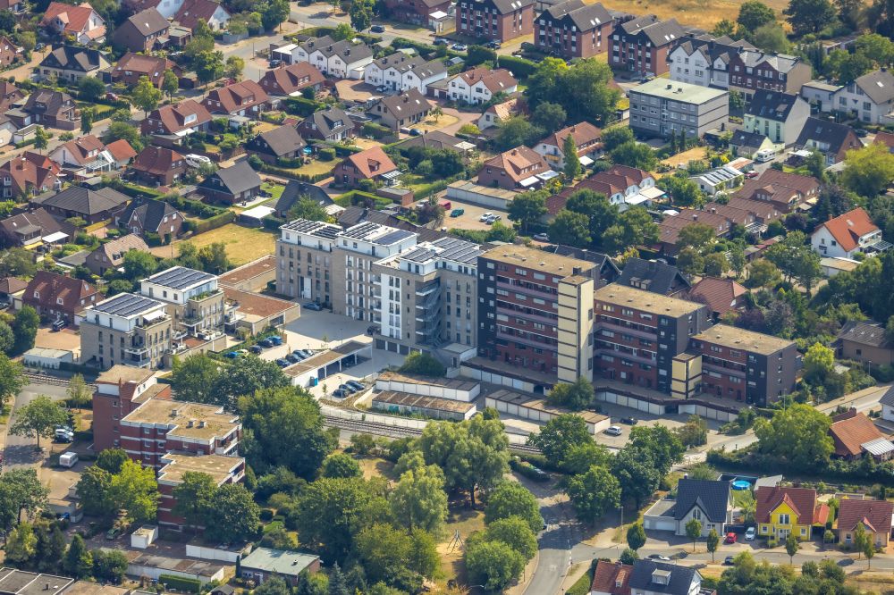 Aerial photograph Hamm - Construction site for the construction of a high-quality apartment building Augenweide for condominiums on Grenzweg - Alter Papelweg in Hamm in the state North Rhine-Westphalia, Germany