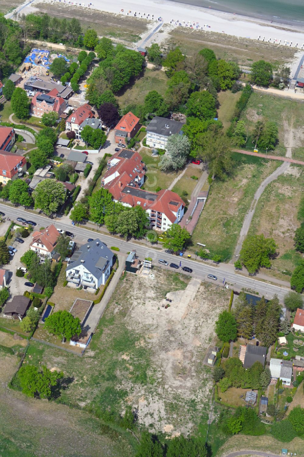 Aerial photograph Ostseebad Boltenhagen - Construction site to build a new multi-family residential complex Baltic-Quartier on street Ostseeallee in Ostseebad Boltenhagen in the state Mecklenburg - Western Pomerania, Germany