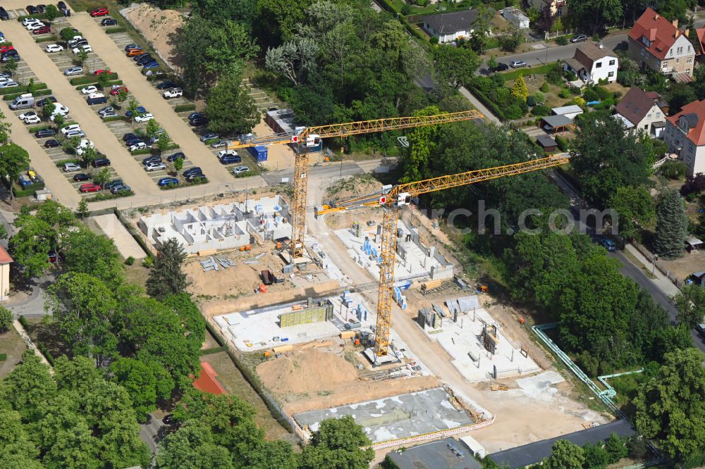 Aerial photograph Berlin - Construction site to build a new multi-family residential complex on street Poelnitzweg in the district Buch in Berlin, Germany