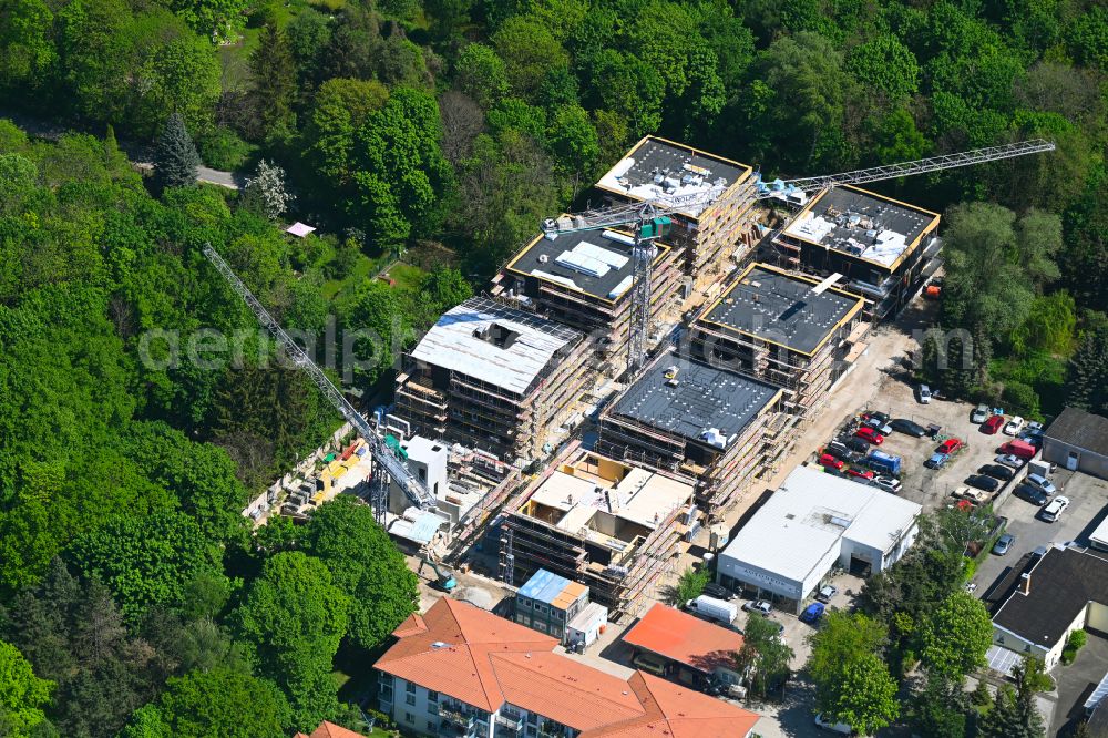 Aerial photograph Berlin - Construction site to build a new multi-family residential complex on street Falkenberger Strasse in the district Weissensee in Berlin, Germany