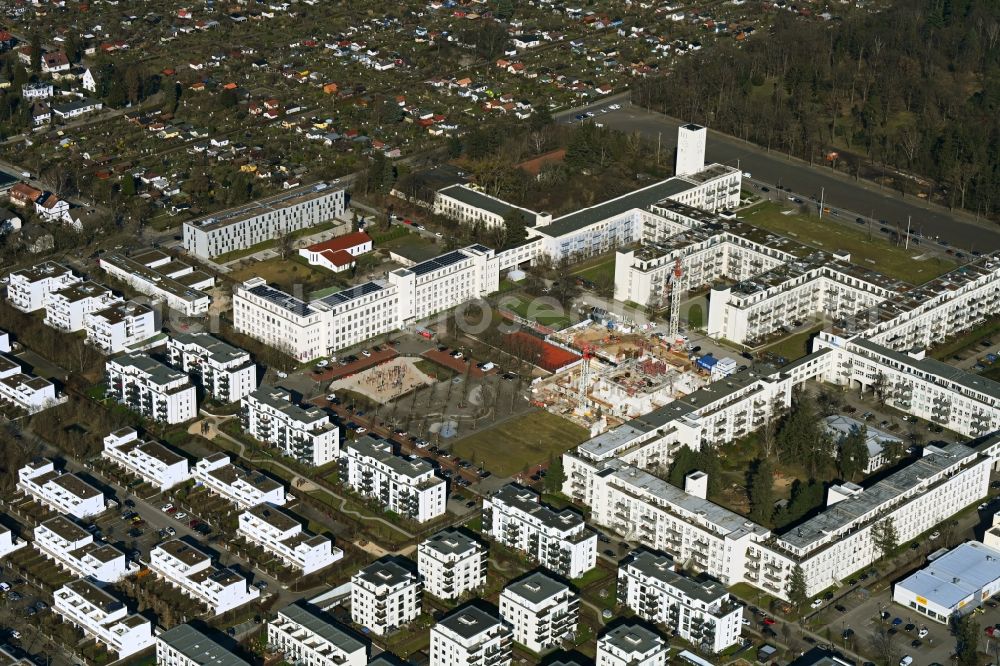 Berlin from above - Construction site to build a new multi-family residential complex on Billy-Wilder-Promenade in the district Lichterfelde in Berlin, Germany